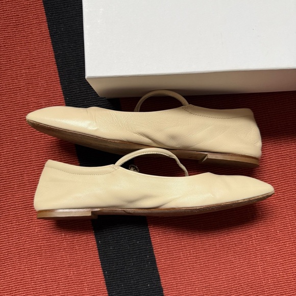Aeyde Uma Leather Mary-Jane Flats in Creamy Napa - Picture 8 of 10
